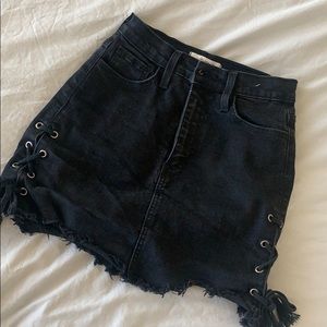Black denim stretchy skirt